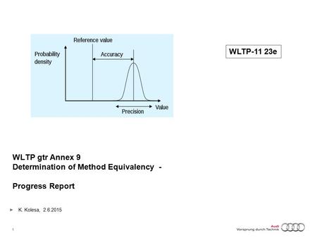 WLTP gtr Annex 9 Determination of Method Equivalency - Progress Report