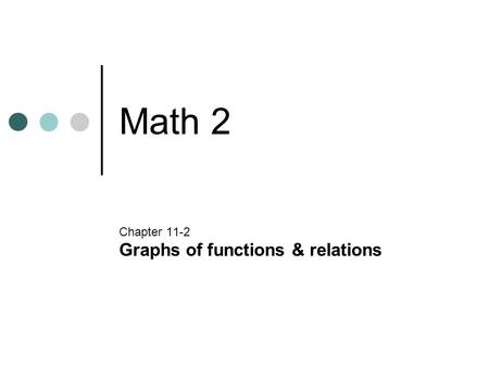 Chapter 11-2 Graphs of functions & relations