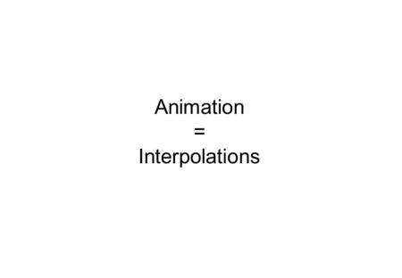 Animation = Interpolations. 2 Interpolations/Régularisations Functions de bases –X(u) = B 0 (u) X 0 + B 1 (u) X 1 + B 2 (u) X 2 + … X0X0 X1X1 X2X2 X3X3.