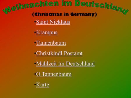 (Christmas in Germany) Saint Nicklaus Krampus Tannenbaum Christkindl Postamt Mahlzeit im Deutschland O Tannenbaum Karte.