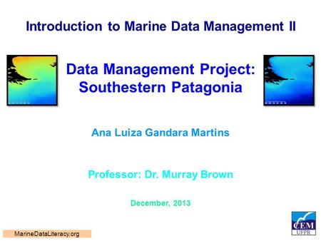 Introduction to Marine Data Management II Data Management Project: Southestern Patagonia Ana Luiza Gandara Martins Professor: Dr. Murray Brown December,