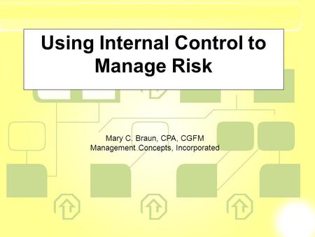 Using Internal Control to Manage Risk Mary C. Braun, CPA, CGFM Management Concepts, Incorporated.