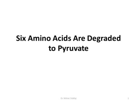 Six Amino Acids Are Degraded to Pyruvate