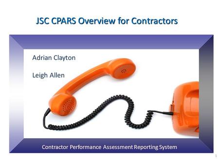 JSC CPARS Overview for Contractors