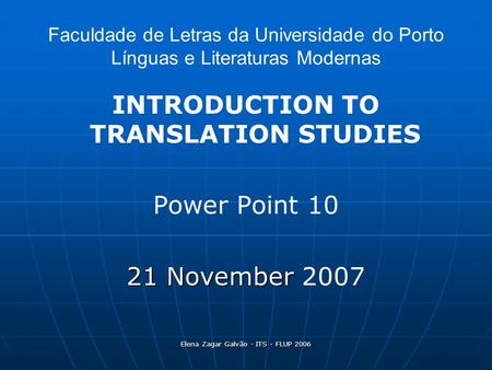 INTRODUCTION TO TRANSLATION STUDIES