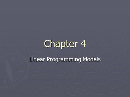 Linear Programming Models