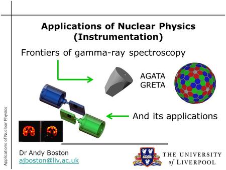 Applications of Nuclear Physics Applications of Nuclear Physics (Instrumentation) Dr Andy Boston Frontiers of gamma-ray spectroscopy.