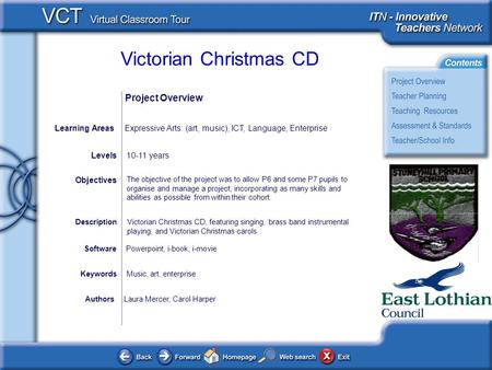 Victorian Christmas CD AuthorsLaura Mercer, Carol Harper The objective of the project was to allow P6 and some P7 pupils to organise and manage a project,