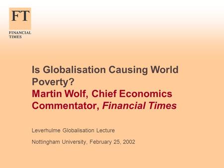 Is Globalisation Causing World Poverty