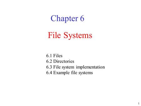 Chapter 6 File Systems 6.1 Files 6.2 Directories