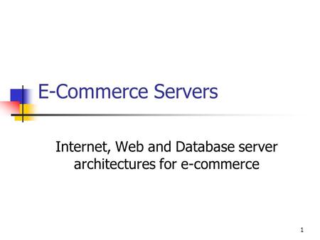 Internet, Web and Database server architectures for e-commerce