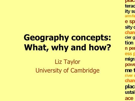 Geography concepts: What, why and how?