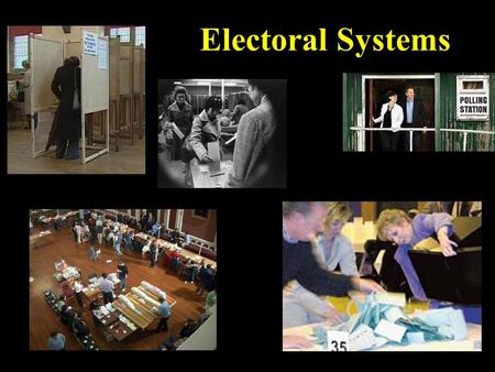 Electoral Systems First Past the Post Additional Member System.