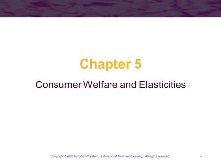 Consumer Welfare and Elasticities