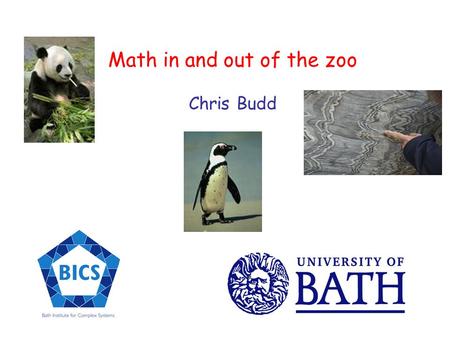 Math in and out of the zoo Chris Budd Where does a mathematician go to find some maths when they are not in their office? At play?
