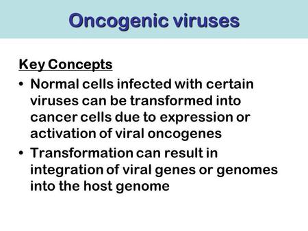 Oncogenic viruses Key Concepts