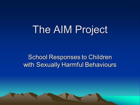 School Responses to Children with Sexually Harmful Behaviours