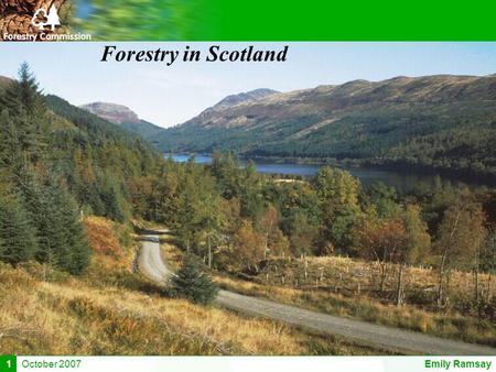 October 2007Emily Ramsay1 Forestry in Scotland. October 2007Emily Ramsay1 Why is forestry important in Scotland? Total Woodland – 1341 thousand hectares.