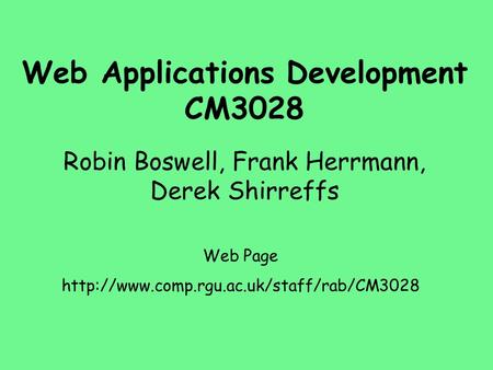 Web Applications Development