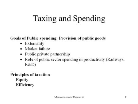 Macroeconomic Themes:61 Taxing and Spending. Macroeconomic Themes:62.