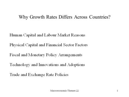 Macroeconomic Themes:221 Why Growth Rates Differs Across Countries?