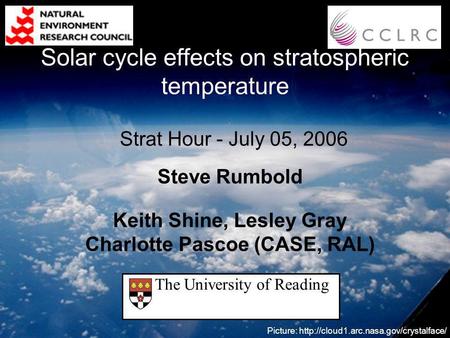 Steve Rumbold Keith Shine, Lesley Gray Charlotte Pascoe (CASE, RAL) Picture:  Strat Hour - July 05, 2006 The University.