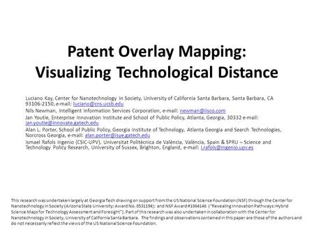 Patent Overlay Mapping: Visualizing Technological Distance