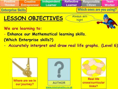 We are learning to: - Enhance our Mathematical learning skills. (Which Enterprise skills?) -Accurately interpret and draw real life graphs. (Level 6)
