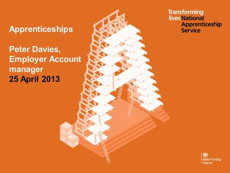 Apprenticeships Peter Davies, Employer Account manager 25 April 2013.
