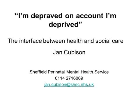 Sheffield Perinatal Mental Health Service