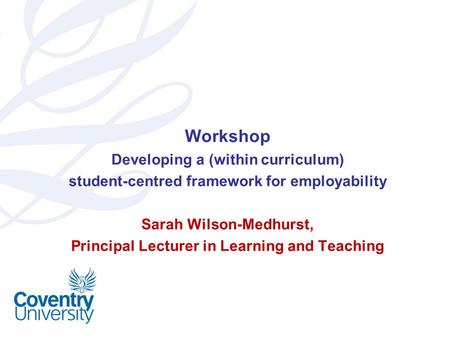 Workshop Developing a (within curriculum)