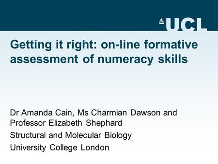 Getting it right: on-line formative assessment of numeracy skills