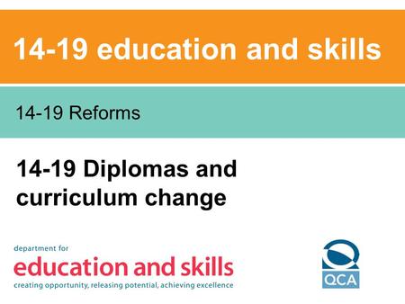 14-19 education and skills 14-19 Diplomas and curriculum change 14-19 Reforms.