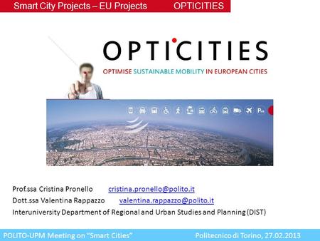 Smart City Projects – EU Projects OPTICITIES