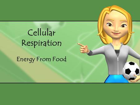 Cellular Respiration Energy From Food. What is Cellular Respiration ? Conversion of food/glucose into Energy (ATP) with oxygen present AEROBIC process=