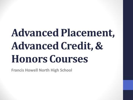 Advanced Placement, Advanced Credit, & Honors Courses Francis Howell North High School.