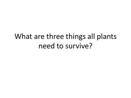 What are three things all plants need to survive?.