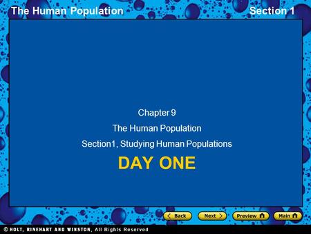 The Human PopulationSection 1 DAY ONE Chapter 9 The Human Population Section1, Studying Human Populations.