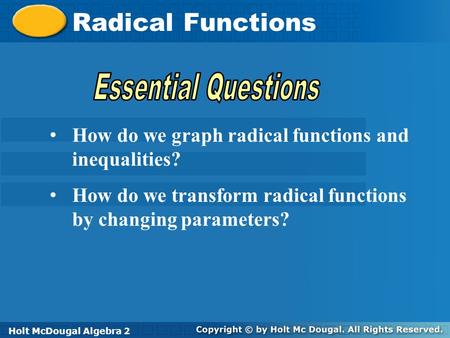 Radical Functions Essential Questions