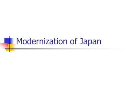 Modernization of Japan. Ending Isolation Demand for foreign trade British, French, Russians failed Treaty of Kanagawa, 1854 Opened two ports Others followed.