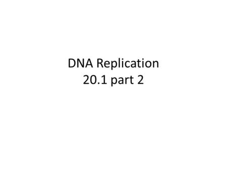 DNA Replication 20.1 part 2. DNA replication Earlier on in this unit we learned about mitosis or cell division. In order for mitosis to occur and chromosomes.