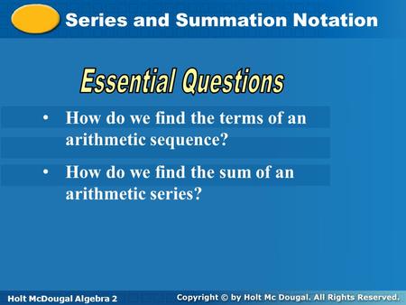 Essential Questions Series and Summation Notation