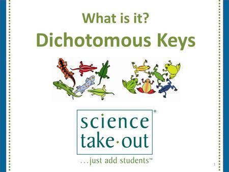 What is it? Dichotomous Keys 1. Please complete the “Participant Card” 2.