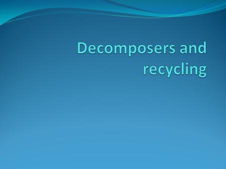 Learning objectives Success criteria Decomposition and the nitrogen cycle Describe the role of decomposers in the decomposition of organic material Describe.