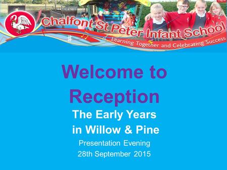 Welcome to Reception The Early Years in Willow & Pine Presentation Evening 28th September 2015.