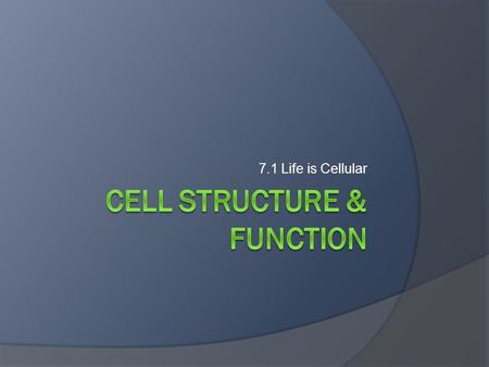7.1 Life is Cellular. The Cell Theory  All living things are composed of cells.  Cells are the basic unit of structure and function in living things.