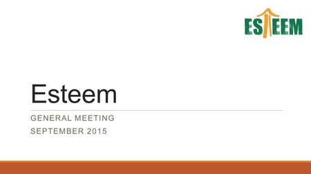 Esteem GENERAL MEETING SEPTEMBER 2015. Who are we? VISION Esteem’s vision is a world where young people feel confident and empowered and have equal access.