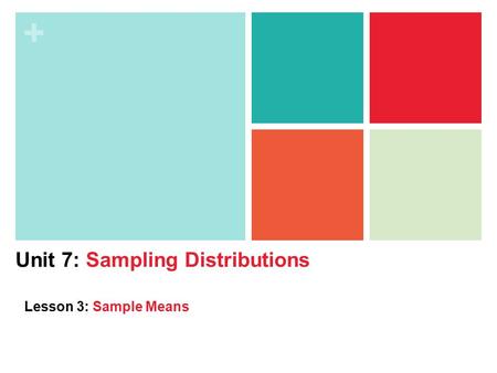 + Unit 7: Sampling Distributions Lesson 3: Sample Means.