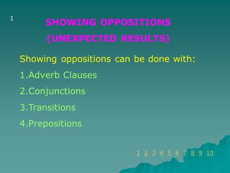 SHOWING OPPOSITIONS (UNEXPECTED RESULTS)
