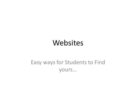 Websites Easy ways for Students to Find yours…. Add it to e-mail Open Microsoft Outlook.